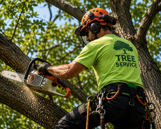 Tree care professional working outdoors